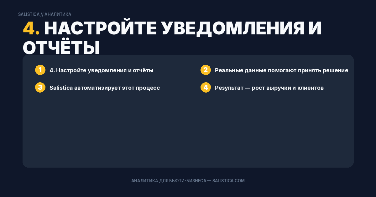4. Настройте уведомления и отчёты