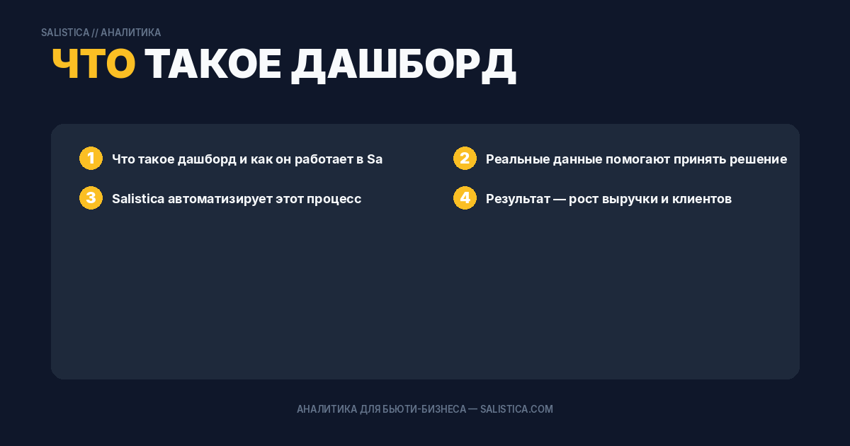 Что такое дашборд и как он работает в Salistica?