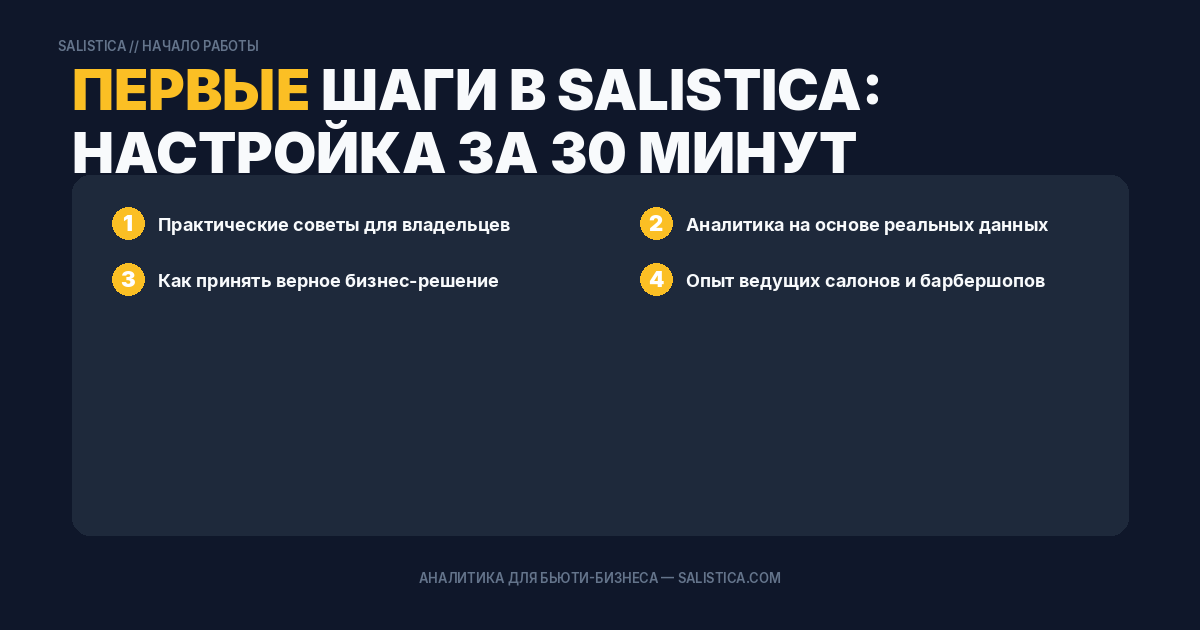 Первые шаги в Salistica: настройка за 30 минут