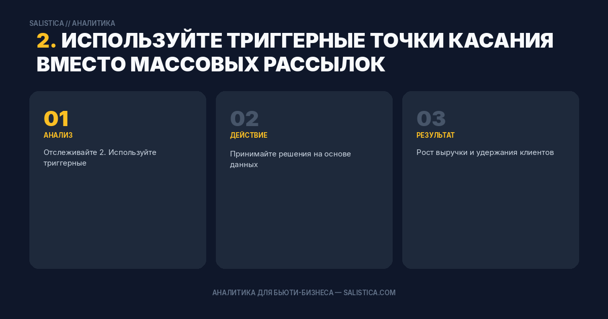 2. Используйте триггерные точки касания вместо массовых рассылок