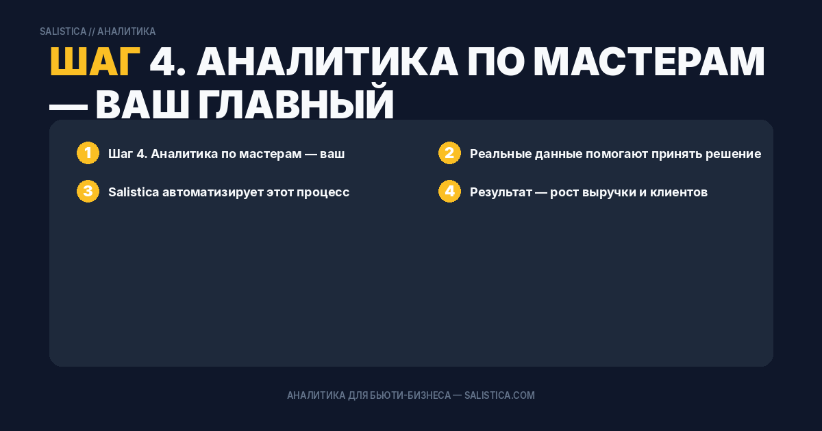 Шаг 4. Аналитика по мастерам — ваш главный управленческий инструмент