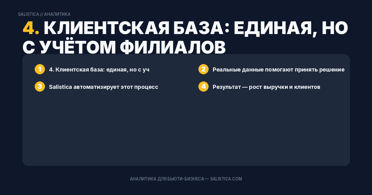 4. Клиентская база: единая, но с учётом филиалов
