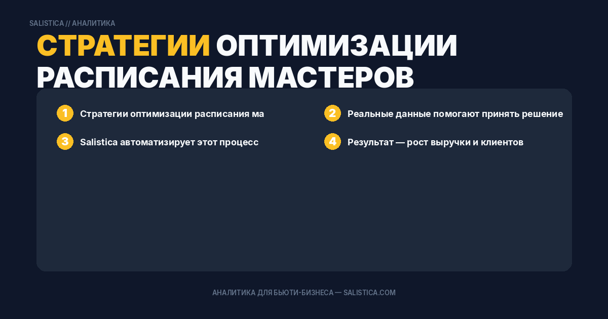 Стратегии оптимизации расписания мастеров