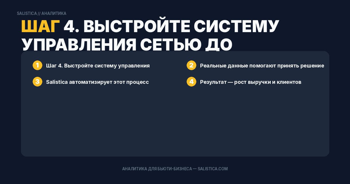 Шаг 4. Выстройте систему управления сетью до открытия